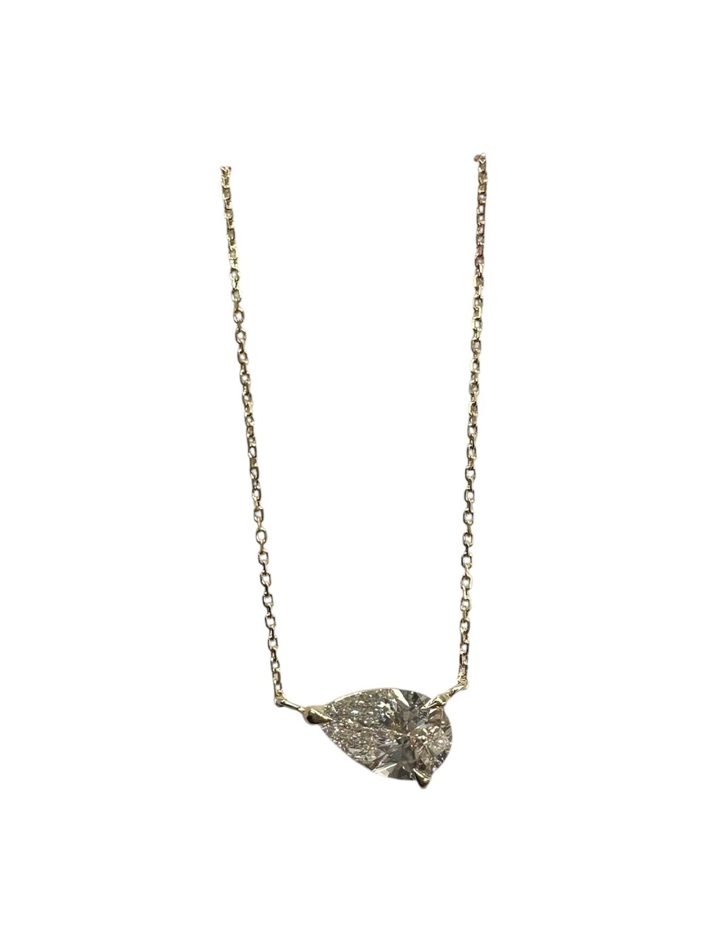 Pear Lab Grown Diamond Necklace 1.05ct IGI F VVS2 14kt Gold